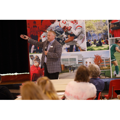 Transfer students and their parents attend Orientation.