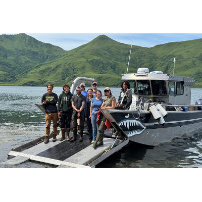 The archaeology team gets around in Alaska.