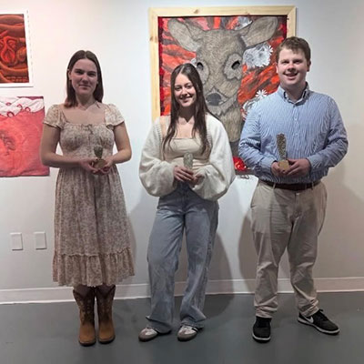 From left, Molly Williams (4th Place), Bella Chuley (3rd Place) and David Barry (2nd place).