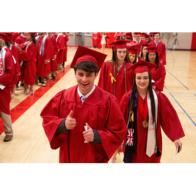 It's thumbs up as lines of seniors queue up to attend their graduation