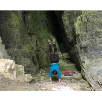 Nicole showing off at the Bat Cave