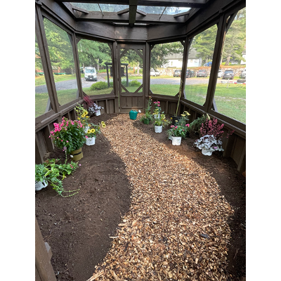 The Butterfly House in preparation for planting; note screened roof
