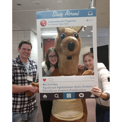 Spring 2019 - students posing with mascot