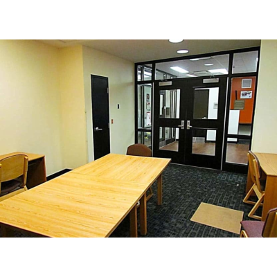 Tables and desks in the Alger Hall Study Lounge