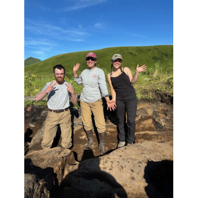 Greetings from Alaska: from left, Kennedy, Miller and Polivka-Curri.