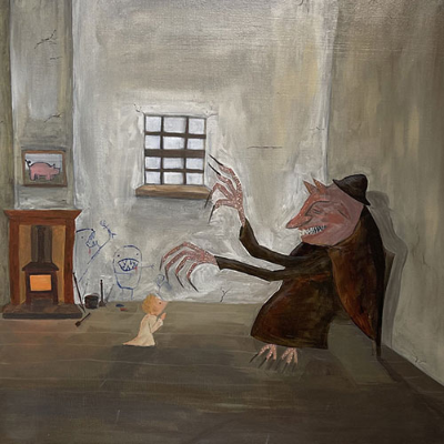 First prize — David Barry, oil on panel painting, “It’s Cold Outside”