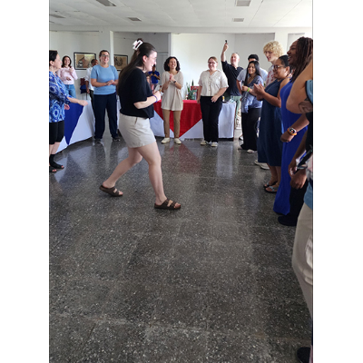 The Americans learning to dance the rumba