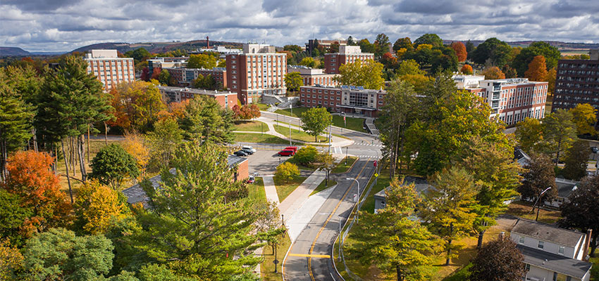 Aerial view of residence halls