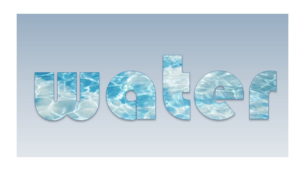 graphic of the word water filled with water texture
