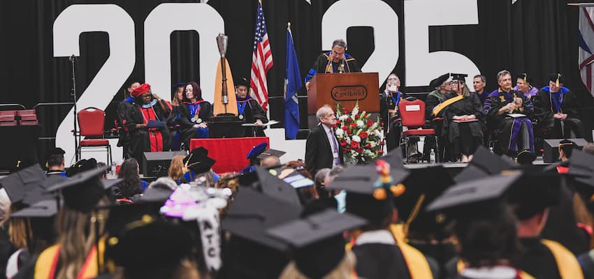 president bitterbaum speaking to graduate class of 2025
