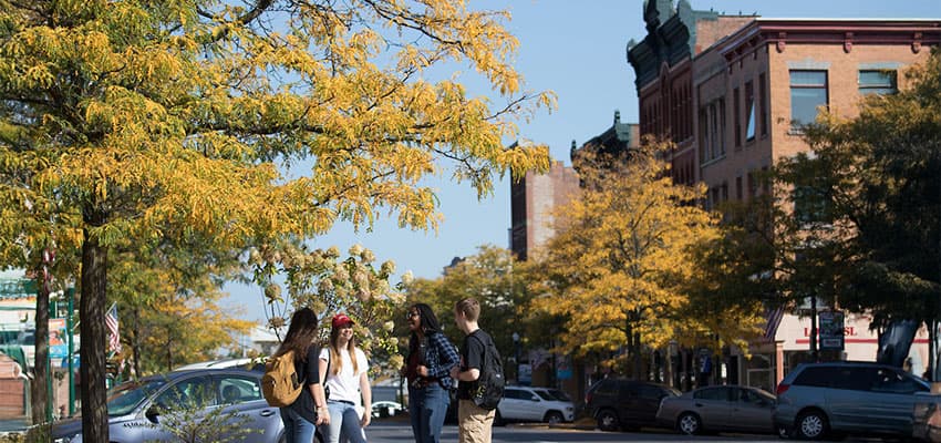 Downtown Cortland at night