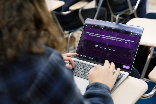 Person typing on laptop