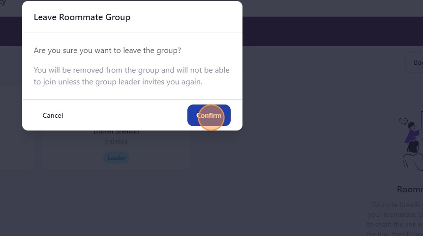 image showing where to click the confirm button in the housing portal.