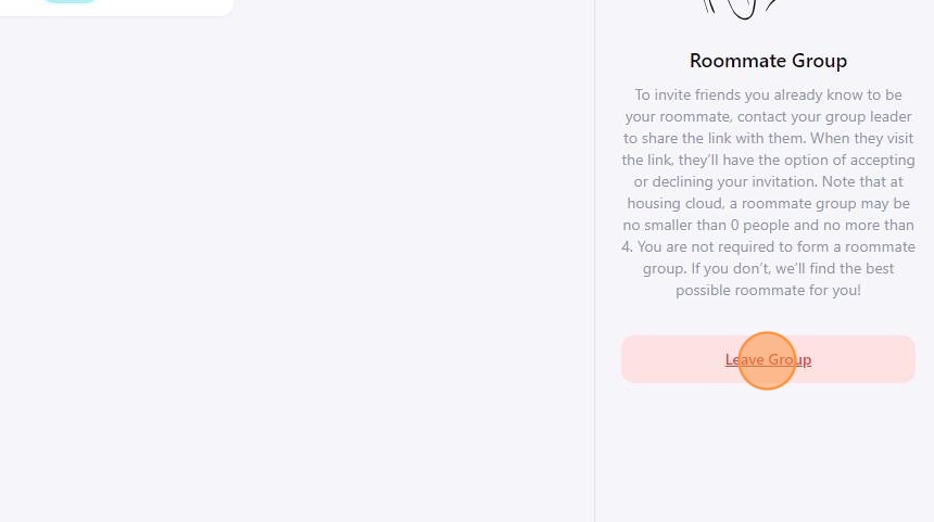 image showing where to click the leave group button in the housing portal.