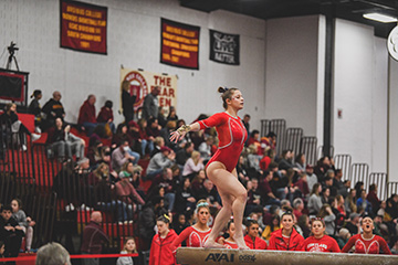 Gabrielle Nadler doing her balance beam routine
