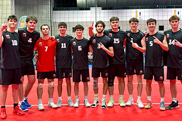 From left, men's club volleyball teammates Julian Chidester, Nicholas Ferris, Bodey Groff, Thomas Clonan, Parker McKee, Bryce Ceravolo, Jaxen Montana, Nicholas Whalen, James Brussel and Daniel Kosior.