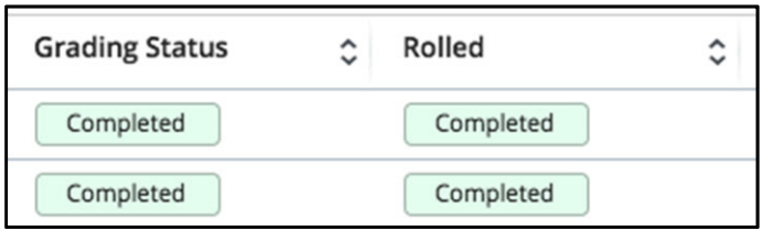 Grading status and Rolled status columns completed