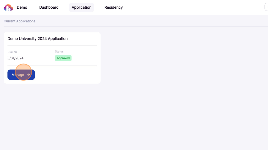 image showing where to click the manage button in the housing portal.