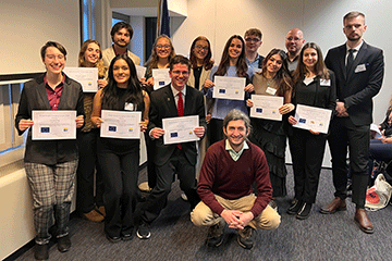 Alexandru Balas with the SUNY Cortland delegation of students