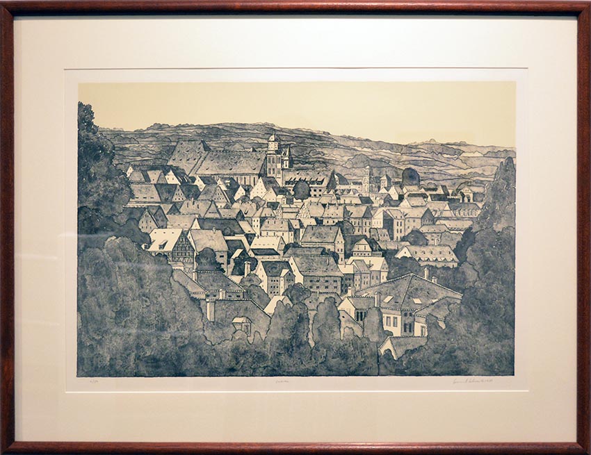 Work by Leonard Leher on display at the Dowd Gallery, SUNY Cortland, as part of the &ldquo;Artists as Collectors&rdquo; exhibition.