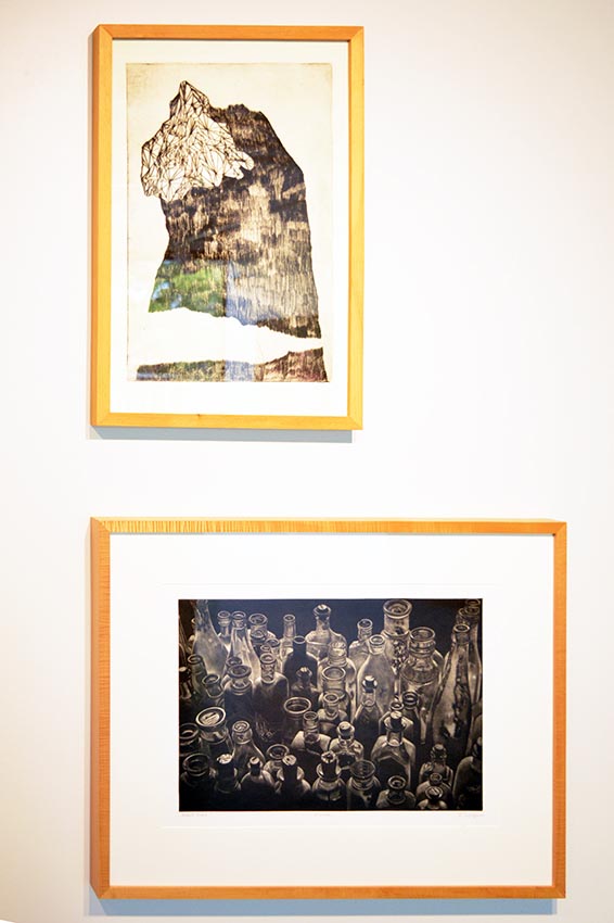 Works by Natalie Good and Zagge on display at the Dowd Gallery, SUNY Cortland, as part of the &ldquo;Artists as Collectors&rdquo; exhibition. 