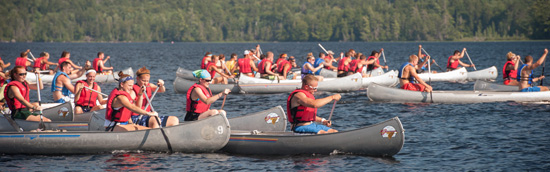 flotilla of canoes
