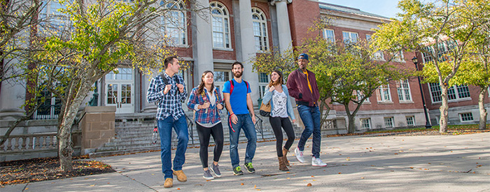 students walking outside Old Main