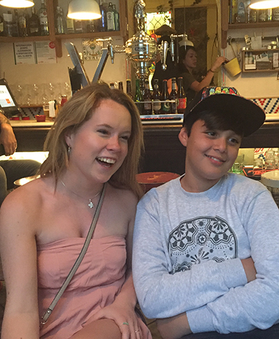 Christina Garcia &rsquo;20 pictured with the grandson of her host family in Spain